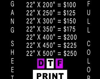 Custom DTF Gang Sheet, Direct To Film Transfers, Full Color Dtf, DTF prints, High Quality DTF Prints, Best Price Dtf Prints, Ready to Press