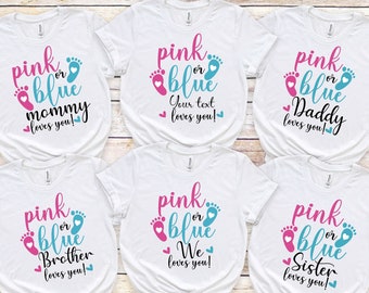 Custom Gender Reveal Shirt, Pink or Blue We Loves You Shirt, Gender Reveal Party Shirt, Boy Or Girl Tshirt, Baby Reveal Tee, Baby Shower Tee