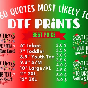 Custom Most Likely to DTF, Christmas Dtf, Matching Family DTF, Christmas Dtf, Most Likely to Christmas DTF, Image Transfers, Ready For Press