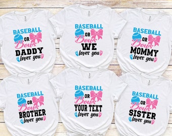 Baseball Or Bows Gender Reveal Party Shirt Mommy Loves You Baseball Or Bows Gender Reveal Party Shirt Mommy Loves You