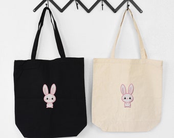 EMBROIDERED Cute Easter Bunny Tote Bag, Custom Embroidered Easter Bunny Tote Bag, Funny Easter Tote Bag, Funny Hip Hop Tote Bag, Easter Gift