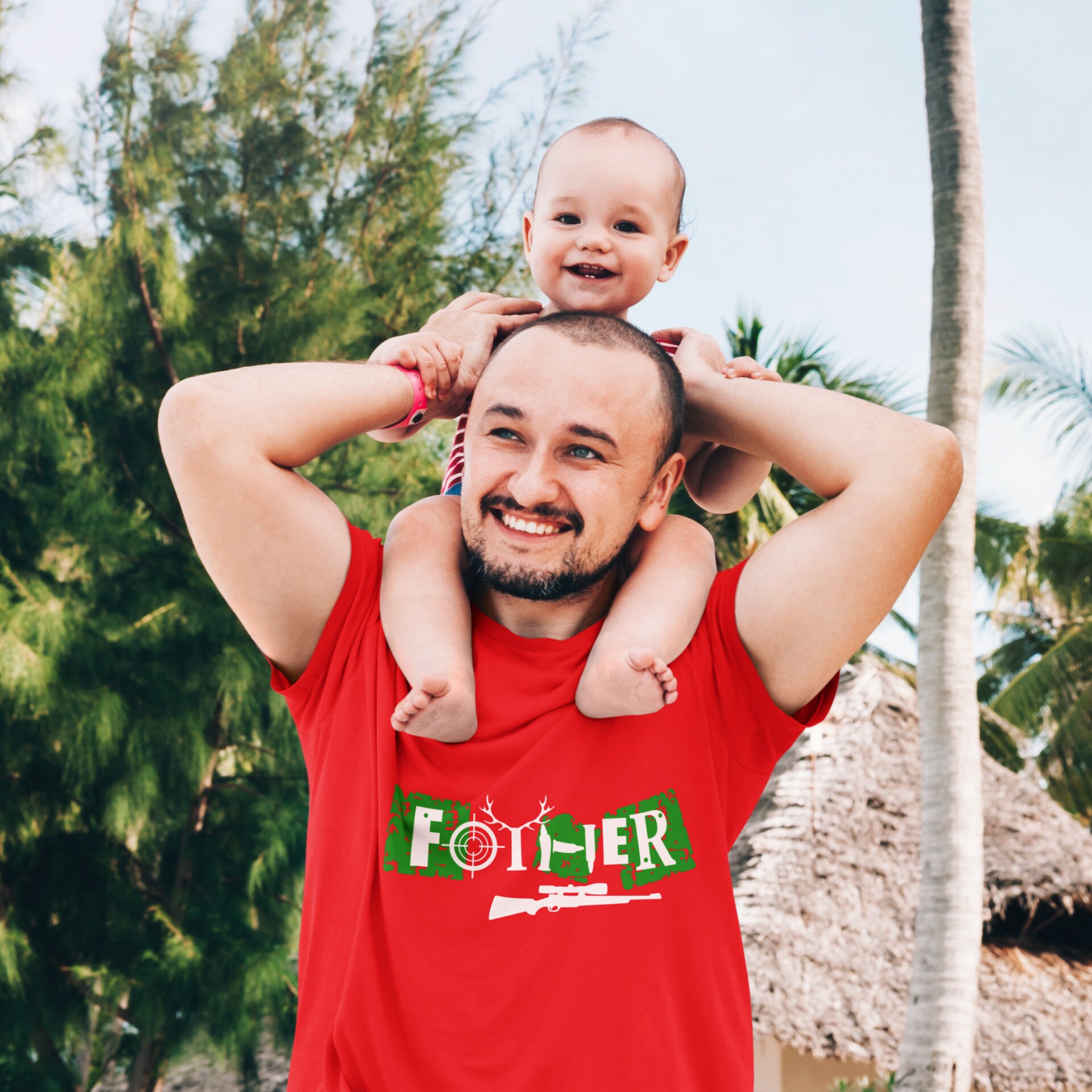 Tshirt Uomo Maglietta Festa Del Papà Neonato Body Da Neonato Il Mio Papà è Un Cacciatore In Pratica Maglietta Uomo Body Bambino