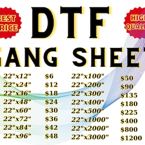 DTF Gang Sheet, Custom DTF, Image Transfers, Custom Wholesale DTF Transfers, Direct To Film, Personalized Dtf Prints, Custom Heat Transfer