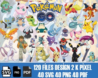 Pokemon Svg | Pokemon Characters Stickers | Svg File For Cricut | Cut File | Svg Bundle | Instant Download | Silhouette Cut File |