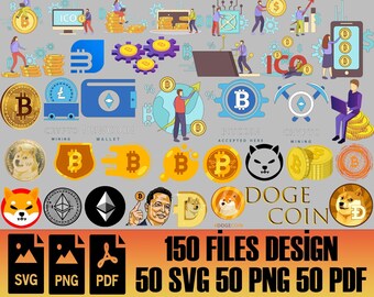 50+Digital Bitcoin Svg Bundle | Bitcoin Logo  | Bitcoin Cricut | Crypto Svg | Bitcoin Clipart | Bitcoin Sticker |