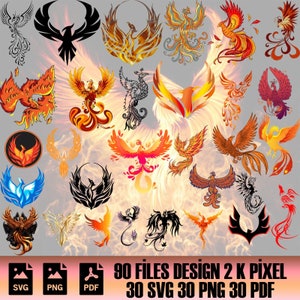 Svg Phénix | Conception Phénix | Silhouette de phénix | Sticker Phénix |  Fichiers Svg pour Cricut | Clipart vectoriel | Téléchargement numérique |