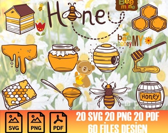 Honey Svg Bundle | Honey Png | Digital File | Logo Print | Svg For Cricut | Instant Download | Cut File | Clipart | Silhouette