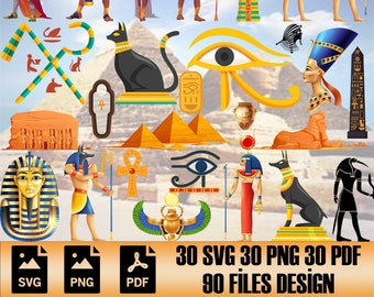 Egyptian Collection Svg Bundle | Egyptian Png | Egyptian Symbols |  Egypt Silhouette | Svg For Cricut | Instant Download | Cut File |