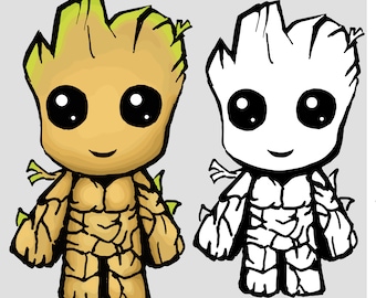 Baby Groot Svg | Digital File | Layered Files | Silhouette | Svg For Cricut | Instant Download | Cut File | Clipart | Vector | Stickers |