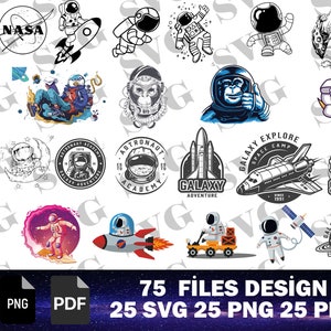 Astronaute Svg | Espace Svg | Dessins d'astronautes | Fichiers Svg pour Cricut | Logo de l'astronaute |  Lot de silhouettes spatiales | ornement d'astronaute |
