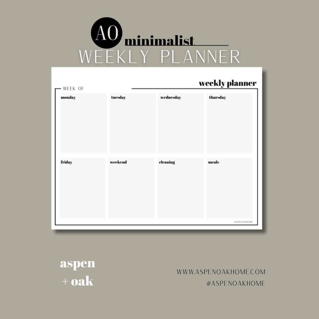 Minimalist Weekly Planner Printable Planner Simple Weekly Planner ...