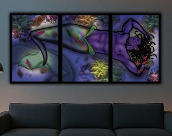 Sleeping Merman – Framed Mythical Sea Creature Wall Art