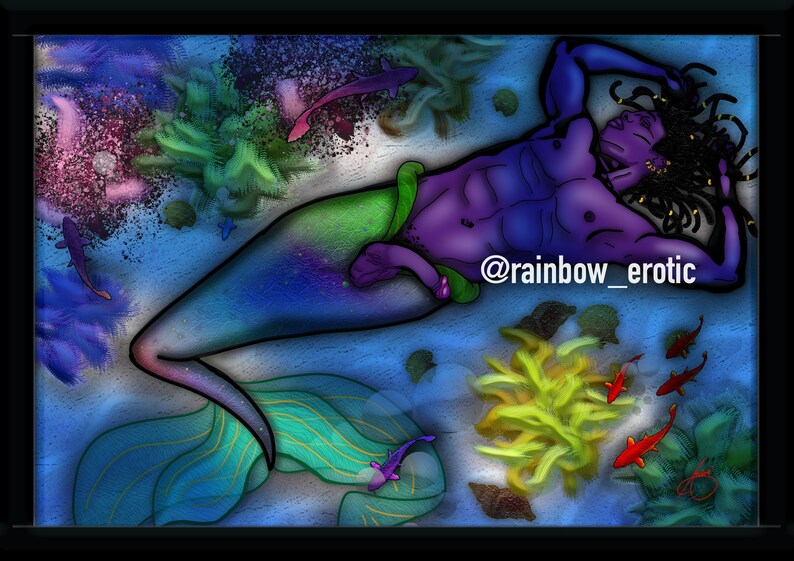 Sleeping Merman Homoerotic Art PRINT LGBTQ Wall Decor, Gay, Queer, Gay ...