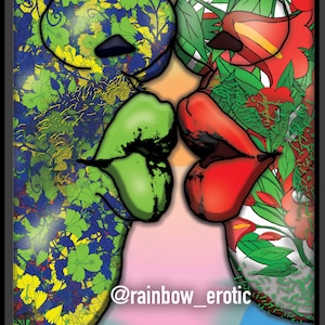 First Kiss – LGBTQ Art Download, Queer Digital Wall Print, Gay Couple Home Decor