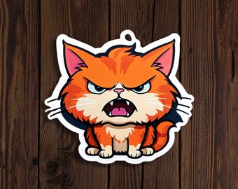 2 Angry Cat Sticker - Funny Vinyl Sticker for Laptops, Water Bottles, Journals - Cute and Sassy Cat Art Decal for Cat Lovers