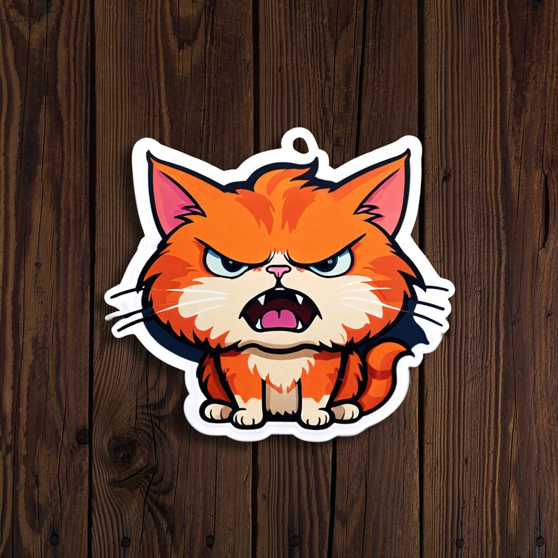 2 Angry Cat Sticker - Funny Vinyl Sticker for Laptops, Water Bottles ...