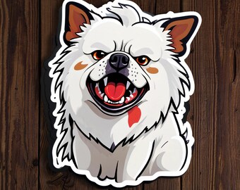 2 Angry Dog Sticker - Funny Vinyl Sticker for Laptops, Water Bottles, Journals - Cute and Sassy Dog Art Decal for Dog Lovers