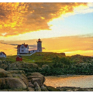 Maine lighthouse sunrise | Adult jigsaw puzzle | Lighthouse puzzle | Nature puzzle | Childrens puzzle | Kids puzzle | 500 piece, 1000 piece