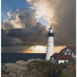 Lighthouse on a bluff | Adult jigsaw puzzle (500, 1000 piece)  | Childrens puzzle | Photo puzzle | Lighthouse puzzle | Puzzle lover gift