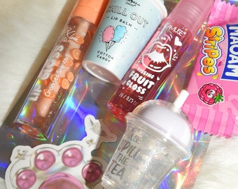 Gloss lot cute kawaii glossy glitter aesthetic coffret girly