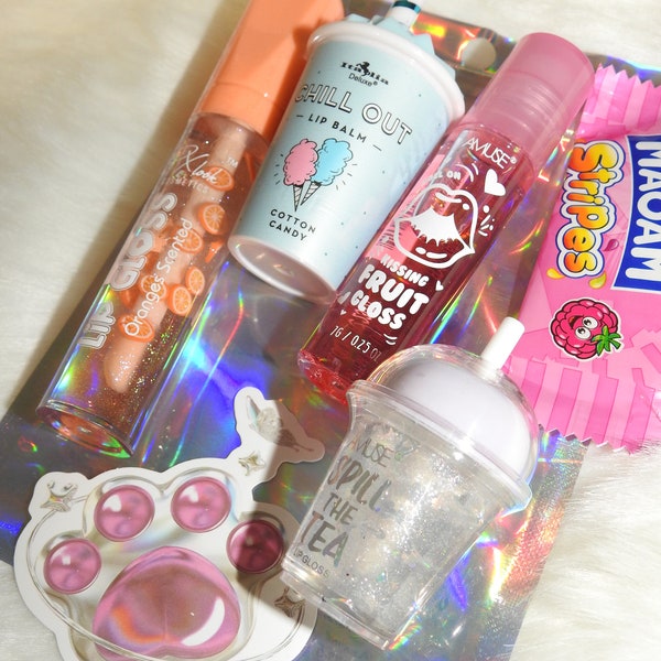 Gloss lot cute kawaii glossy glitter aesthetic coffret girly