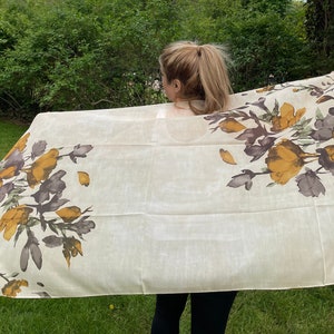 Very beautiful soft cream color scarf with large brown floral pattern