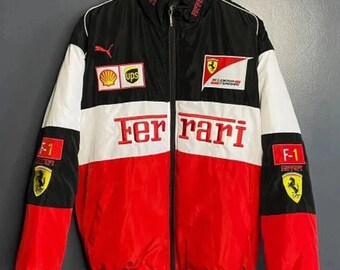 Racing Vintage Rare Street wear Ferrari Fashion & Bomber Jacket F1 Jacket Embroidered Unisex Jacket – Personalized Racing Jacket Gift