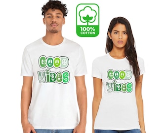 Good Vibes Peace Cotton Tee: Eco-Friendly Graphic T-Shirt