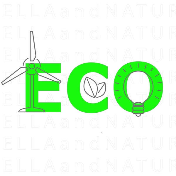 Eco Logo PNG SVG Printable - Eco Symbol Instant Download - Sustainable Icon