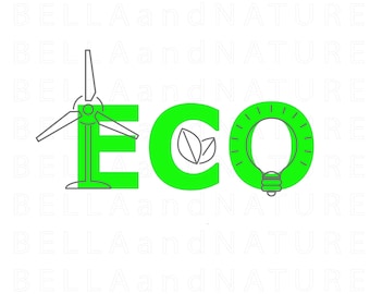 Eco Logo PNG SVG Printable - Eco Symbol Instant Download - Sustainable Icon