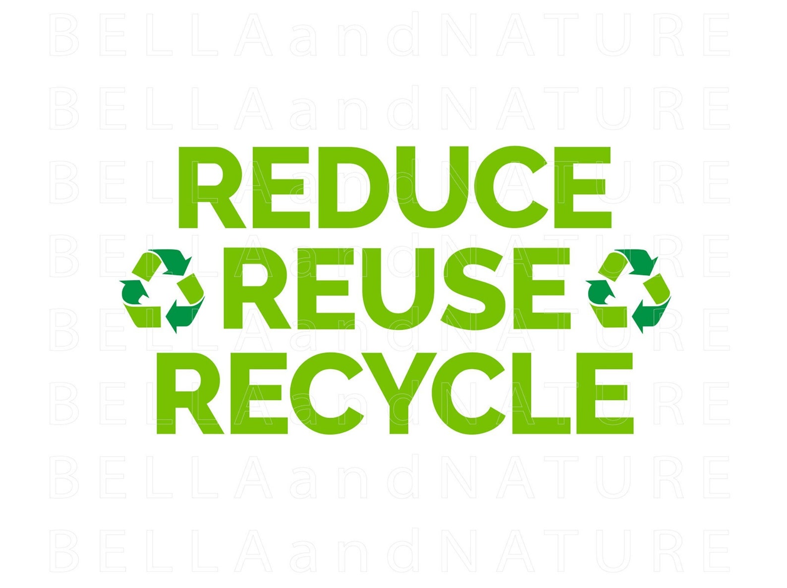 Reduce Reuse Recycle PNG SVG Printable Clipart, Sustainable Instant ...