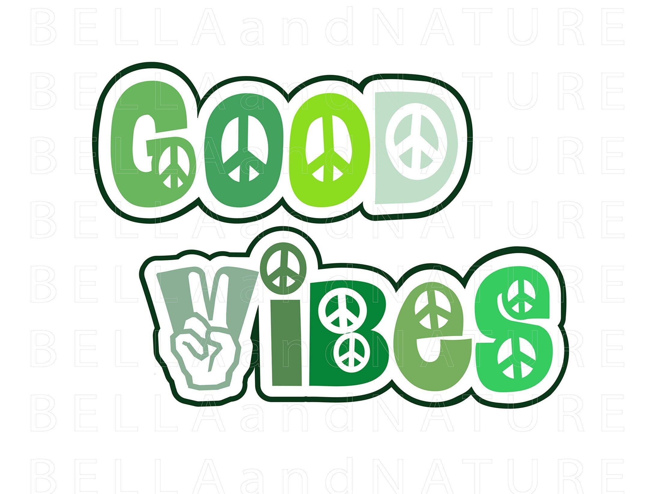 Green Good Vibes Printable PNG SVG Instant Download - Eco-friendly ...