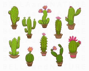 Bundle de cliparts succulentes cactus - Imprimables en téléchargement numérique PNG SVG