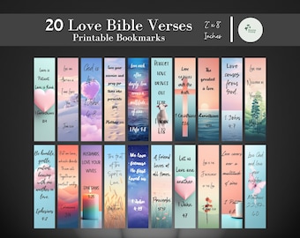 Love Bible Verse Bookmarks, Set of 20 (Digital Download)