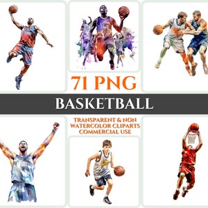 Aquarelle basket-ball Clipart Bundle fête des pères PNG cadeau pour hommes Sport Clip Art basket-ball Transparent cadeau pour père aquarelle Clipart