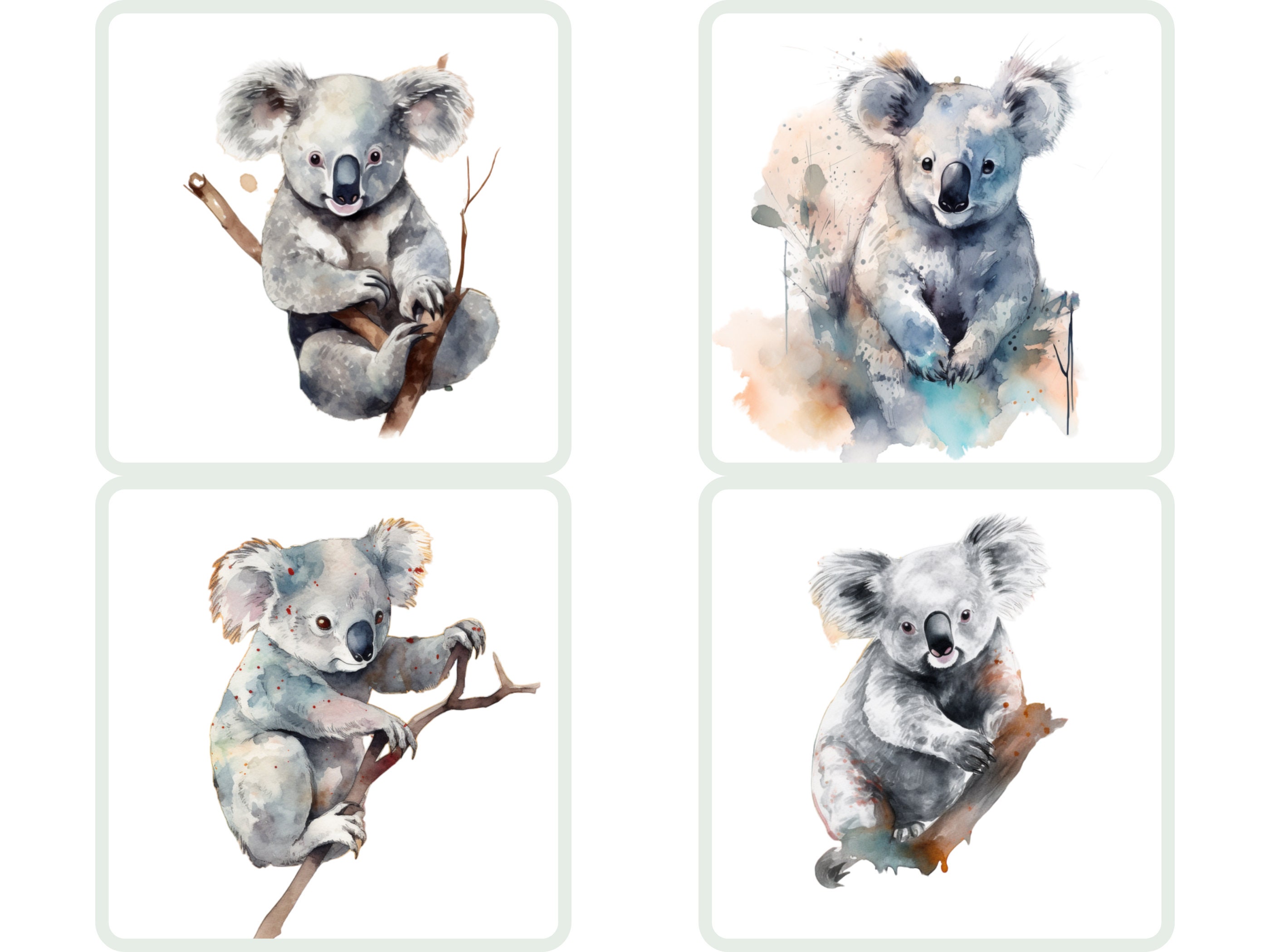 Watercolor Koala Clipart Bundle, Nursery Wall Art (digital Download ...