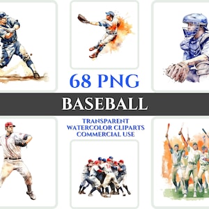 Pacchetto di clipart di baseball dell'acquerello Festa del papà PNG Regalo di baseball per gli uomini Sport Clipart Clipart acquerello astratto trasparente del fan di baseball
