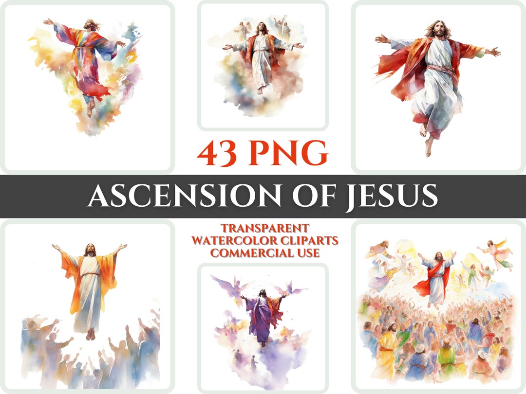 Ascension of Jesus Clipart PNG Watercolor Bundle Christian Clipart ...