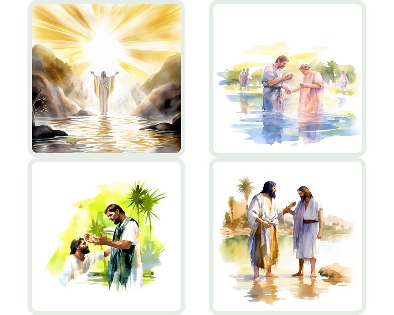 Baptism of Jesus Watercolor Clipart Bundle (PNG, Digital Download ...