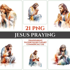Jesus Beten Clipart PNG Aquarell Bundle Christliche Clipart Abstraktes Bild Transparent Heiligen Geist Clipart Sublimation Sonntag Wallart