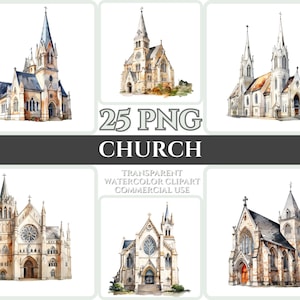 Igreja Clipart Edifício PNG Aquarela Cristã Imagem Digital Transparente Santo Sublimação Domingo Material de artesanato para download Arte de parede