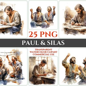 Paul und Silas PNG Clipart Aquarell Christliche Geschenk Clipart Bibel Prison Chain Image Transparent Worship Clipart Sublimation Sonntag Wallart