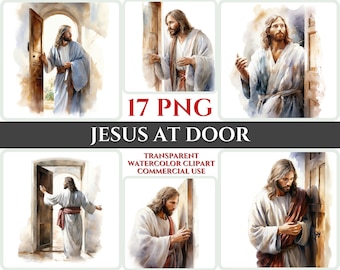 Jesus At Door PNG Clipart Watercolor Christian Knocking Clipart Abstract Image Transparent Loving Care Clipart Sublimation Sunday Wallart