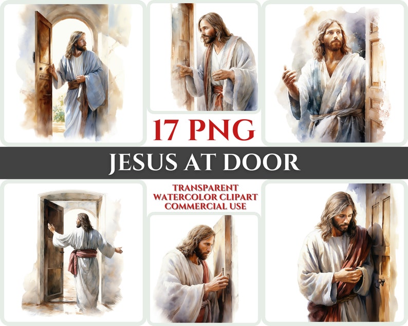 Jesus at Door PNG Clipart Watercolor Christian Knocking Clipart ...