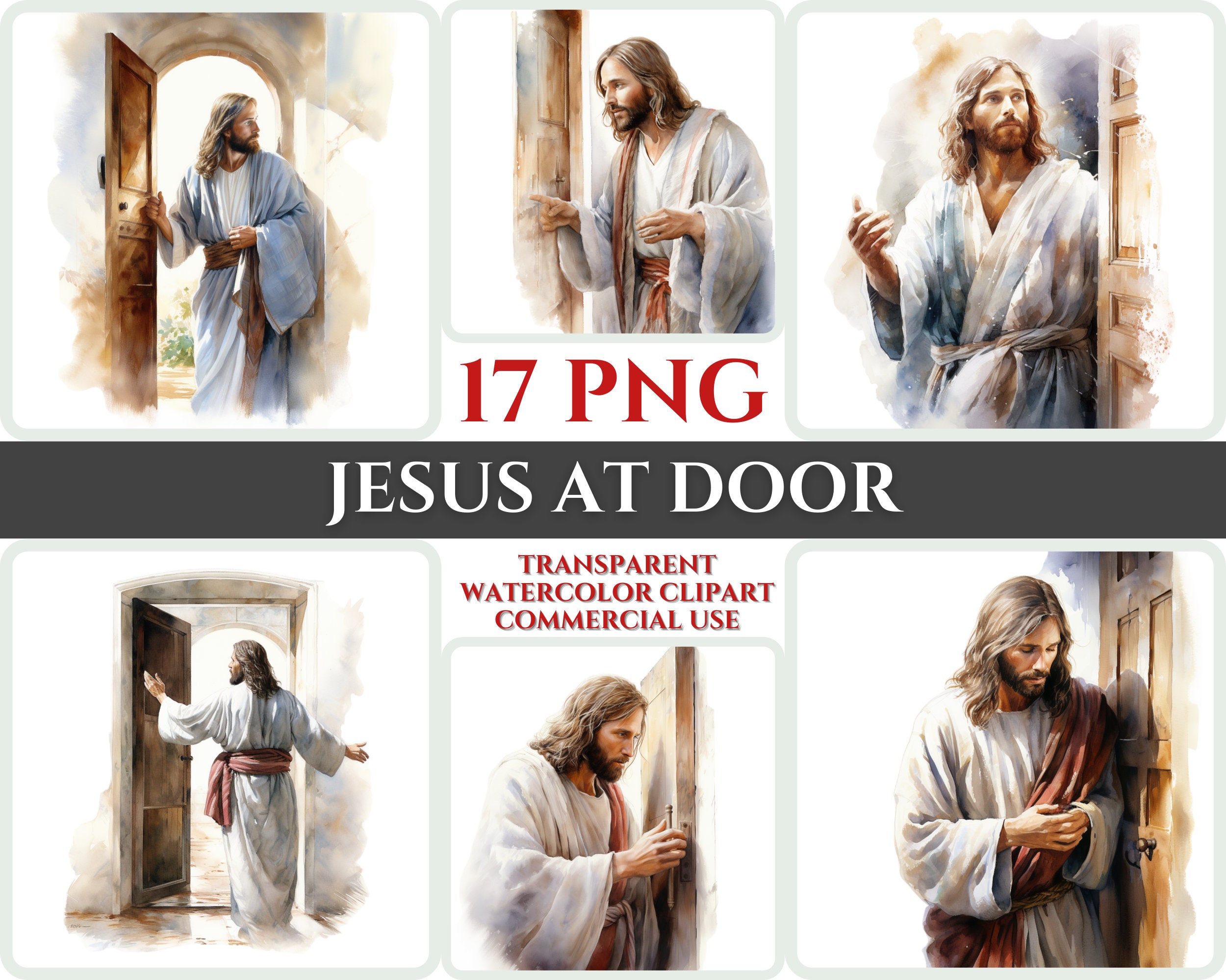 Jesus at Door PNG Clipart Watercolor Christian Knocking Clipart ...