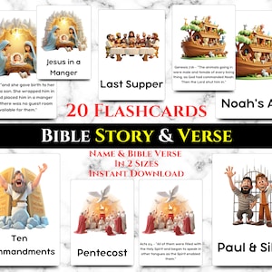 Bibel Geschichte Lernkarte für Kinder & Erwachsene mit Vers Montessori Lernkarte zum Ausdrucken für ZuhauseSchule Lernkarte für Kinder Sonntag Kirche Bildung