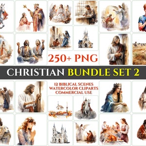 Christian PNG Bundle Set 2 Aquarell Jesus Clipart spirituelle Frauen in Bibel Handwerk Bild spirituelle Sonntag Material druckbare Taufe Geschenk