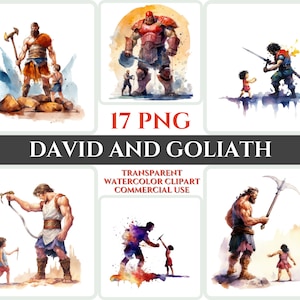 David und Goliath Clipart PNG Aquarell Bundle Christliche Clipart Abstraktes Bild Transparent Heiligen Geist Clipart Sublimation Sonntag Wallart