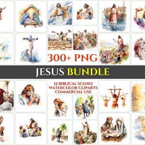 Jesus Aquarell Clipart Bundle Abstrakt Spiritual Christian Craft PNG Set Wonder Sublimation Heilige Wunder Sonntag Print Digital Taufe Geschenk