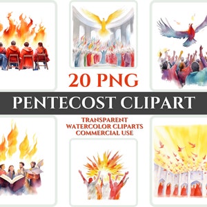 Pfingsten Clipart PNG Aquarell Bundle Christliche Clipart Abstrakt Digital Bild Transparent Heiligen Geist Clipart Sublimation Sonntag Wallart